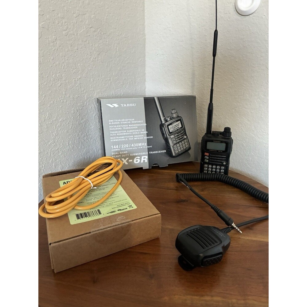 Yaesu VX-6R Tri Band Radio With Hand Mic, Programming Cable, High Gain Antenna